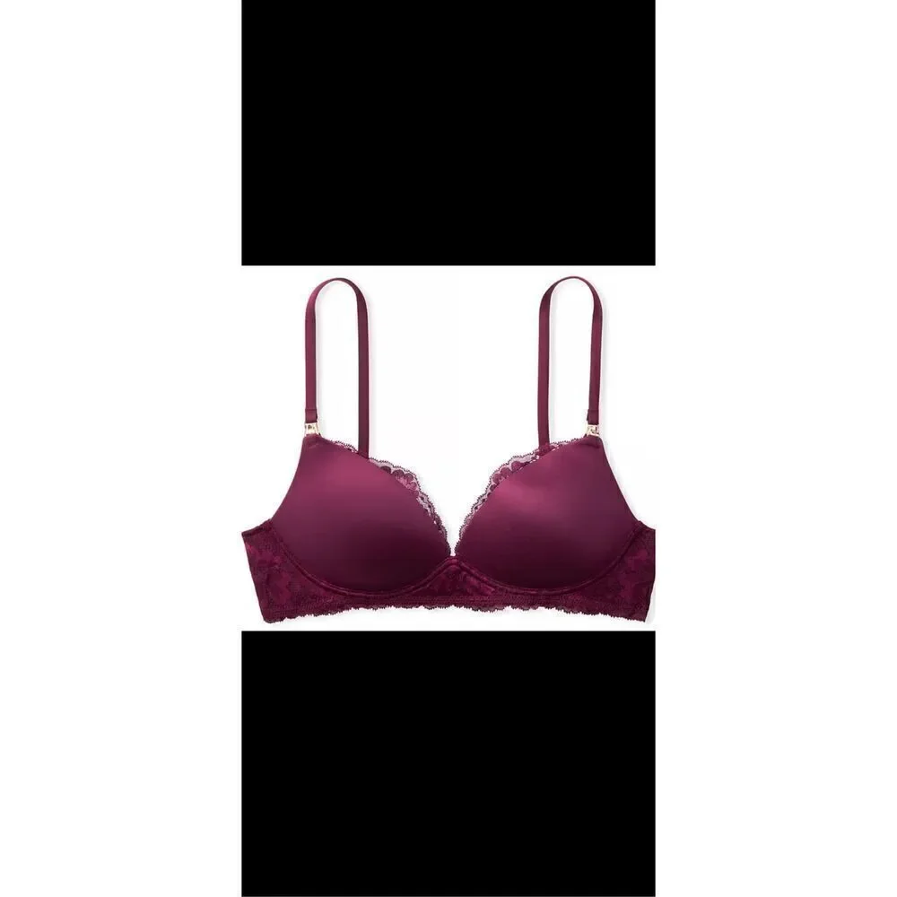 Victoria’s Secret lace wing wireless bra 38DDD in ￼ burgundy/Wine color